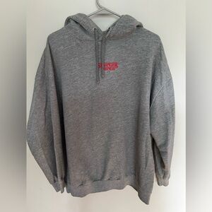 Pull&Bear Gray Hoodie with Red Print